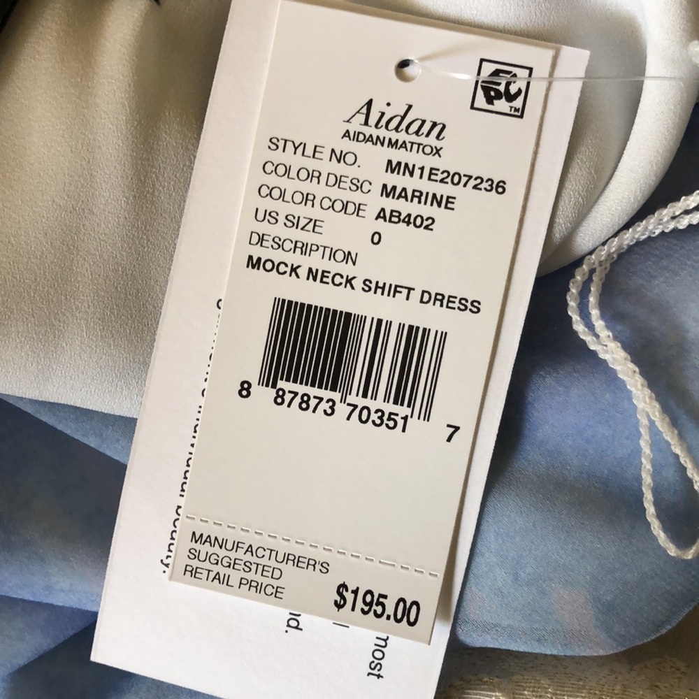 NWT Aiden Mattox Marine Mock Neck Shift Dress Size 0 Ruffle Mini - Picture 5 of 7